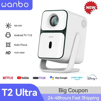 Afbeelding van [Netflix 1080P] Wanbo T2 Ultra Projector, Android TV 11, 500 ANSI, Native 1080P, 120 Draaibare Standaard, Autofocus &amp; Keystone Correctie, Obstakelvermijding, 45 140&quot; Projectieformaat, Dual band WiFi, 2*5W Luidspreker