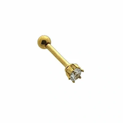 Afbeelding van Helix piercing rond goudkleurig transparant zirkonia chirurgisch staal 1.2mm 7mm 4mm