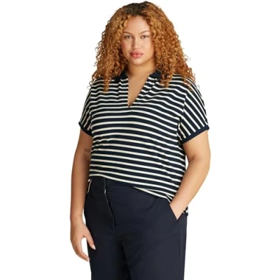 Afbeelding van Tommy Hilfiger Curve Poloshirt, Dames, Maat: 52, Dark night navy/calico