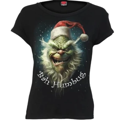 Afbeelding van Spiral Bah Humbug Boothals Cap Sleeve Top Zwart, L