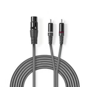 Afbeelding van XLR naar Tulp kabel (v/m) Nedis 3 meter (Gebalanceerd, Stereo)