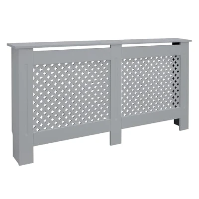 Afbeelding van ECD Germany radiatorhoes met honingraatmotief 152x19x82 cm Grijs gemaakt van MDF gelakt voor slaapkamer woonkamer, verwarming