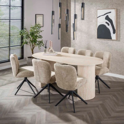 Afbeelding van Fraaai Giles eettafel 180 cm Keramiek naturel
