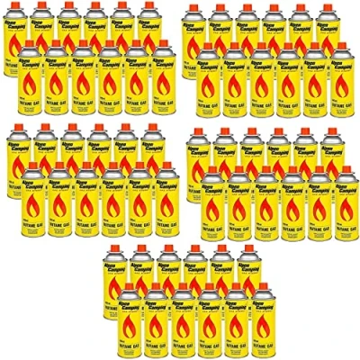 Afbeelding van Alpen camping Butan gaspatroon voor gasfornuis, kooktoestel, bunsenbrander, soldeerbrander, 400 ml, EN417, set van 60 stuks