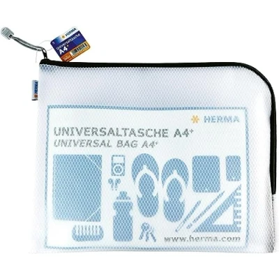 Afbeelding van HERMA 20022 A4 documententas met ritssluiting (36 x 28 cm) groot transparant vak voor documenten, mappen, speelgoed, opbergtas, zwart