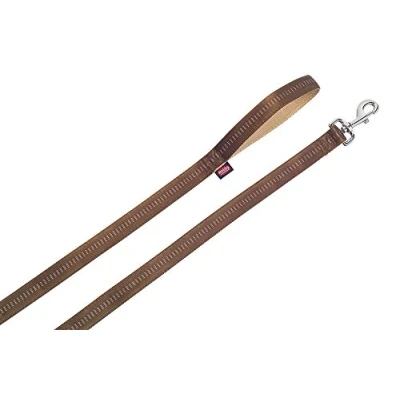 Afbeelding van Nobby Soft Grip Hondenlijn Dubbel Nylon Gevoerd Bruin / Beige Breedte 15 mm Lengte 120 cm