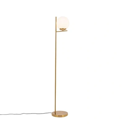 Afbeelding van QAZQA Art Deco vloerlamp goud en opaal glas Flore