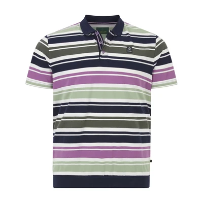 Afbeelding van Charles Colby gestreepte polo EARL MORTBERT Plus Size donkerblauw
