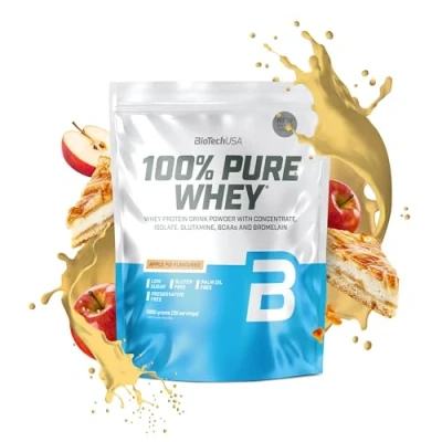 Afbeelding van BioTechUSA 100% Pure Whey Eiwitpoeder met BCAA en Glutamine Glutenvrij, Palmolievrij 21g Eiwit per portie, 1 kg, Appeltaart