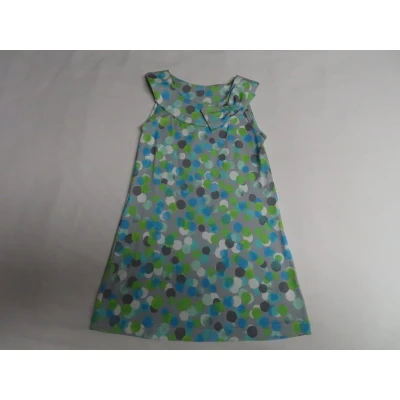 Afbeelding van Jurk kleedje in grijst , groen en blauw Bolletjes all over 2 jaar 92