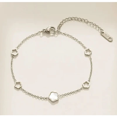 Afbeelding van Sylian Zilveren armband met bloemdesign Zilverkleurig Verstelbaar 17 tot 22cm