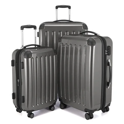 Afbeelding van HAUPTSTADTKOFFER ALEX koffer met harde schaal, trolley, rolkoffer, reiskoffer, 4 dubbele wielen, uitbreiding, titanium, Set, kofferset