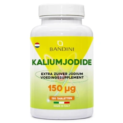 Afbeelding van Bandini® POTASSIUM IODIUM EXTRA PURE HIGH DOSAGE 150 mcg (PER TABLET) 120 gemakkelijk in te slikken microtabletten Voedingssupplement met Jodium KI, 100% Veganistisch, GMO vrij