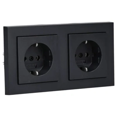Afbeelding van GIRA E2 antraciet (2 x stopcontact, 1 frame 2 voudig)