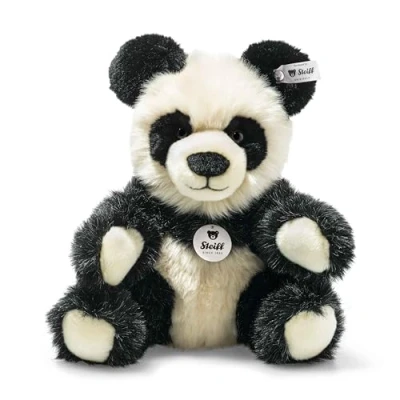 Afbeelding van Steiff knuffeldier manchli Panda, schattig met kunststof ogen, kinderen, jongens en meisjes, pluche dier, 24 cm, wit, 060021