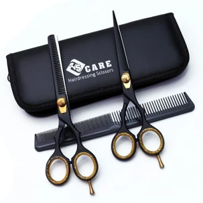 Afbeelding van YSCARE Kappersschaar voor professionele kappers, roestvrij staal, mannen, vrouwen, kinderen en volwassenen, set van 16,5 cm