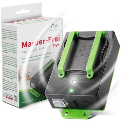 Afbeelding van GARDIGO® Marterverjager Flex Ultrasoon &amp; LED Flits Werkt op Batterijen of 12V Autobatterij Voor Auto’s, Garages, Zolders, Schuren Optionele Geurverjager 60m² Bereik