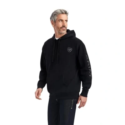Afbeelding van ARIAT Heren Logo Hoodie Sweater, Zwart, US Large Tall, Zwart