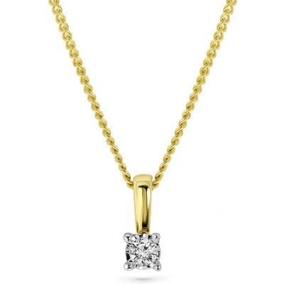 Afbeelding van Miore Diamant Ketting met Hanger Dames Conflictvrije Edelstenen 9 Karaat Kleur Geelgoud Handgemaakte Hoogwaardige Sieraden