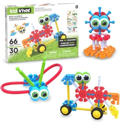 Afbeelding van Kid K&#039;NEX, Build A Bunch Bouwset, Basic Fun, 85422A, bouwset met dieren en voertuigen voor creatief speelplezier, bouwspeelgoed jongens meisjes van 3 jaar ouder
