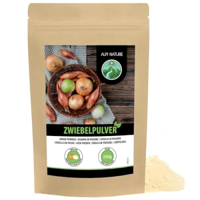 Afbeelding van Uienpoeder, gemalen uien, uienpoeder 100% puur van zacht gedroogde natuurlijk zonder toevoegingen, vegan, uiengranulaat (250 GR)