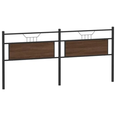 Afbeelding van vidaXL hoofdbord 200 cm bewerkt hout en staal bruin eikenkleurig, bed hoofdbord, bed, achterwand bedhoofdbord, hoofdeinde