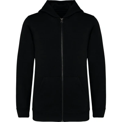 Afbeelding van Native Spirit Ecologische kindersweater met rits en capuchon NS405 Black