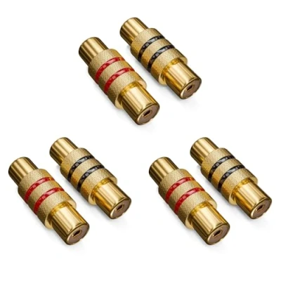 Afbeelding van deleyCON 6 Stuks RCA Koppeling als SET 3x Zwart Rood Audio Video Adapter Bus naar 2x Connector