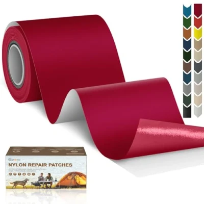 Afbeelding van Cahomo nylon reparatiepatches, 7,6 x 200 cm, zelfklevend, waterdichte reparatiepatch, patches, voor jassen, tenten en bovenkleding, rood