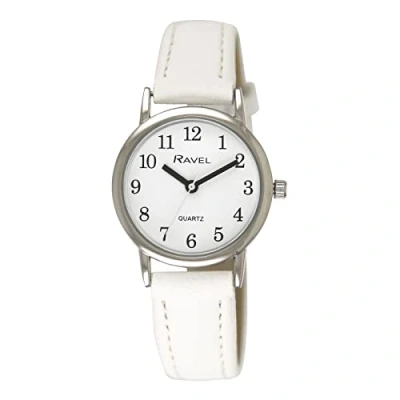 Afbeelding van Ravel Pastelkleurig vrouwenhorloge voor elke dag (zilverkleurig horlogekast 36 mm) Analoge Kwarts R0137.04.1 Wit