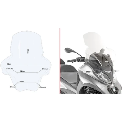 Afbeelding van GIVI D5613ST Windscherm Transparant Piaggio MP3 350 500 S/B (18 )