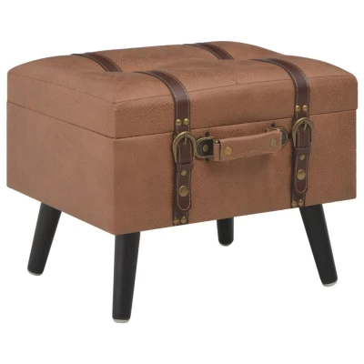 Afbeelding van Opbergkruk 40 cm kunstleer bruin