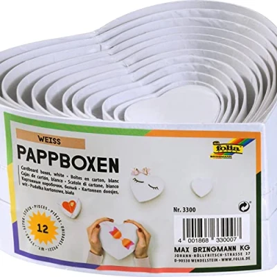 Afbeelding van 6x Geschenkdozen Folia hartvormig wit 12 stuks verschillende formaten