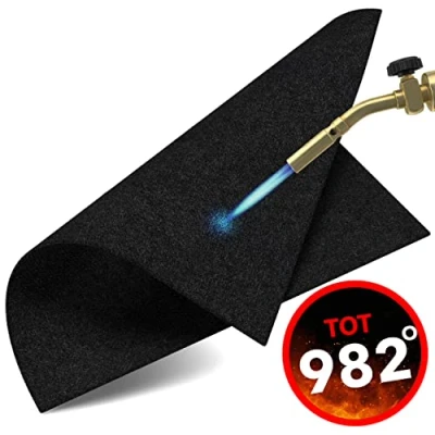 Afbeelding van brandwerende mat, hittebestendig tot 982 C zwart, stof ideaal als brandmat of barbecue hittewerende mat onbrandbaar, brandwerend paneel, brandbeveiliging (30cm x 30cm)