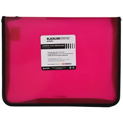Afbeelding van Grafoplás 4800654 documentenmap met ritssluiting, A4, polypropyleen, Fuchsia model Blackline Cristal