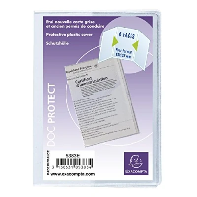 Afbeelding van Exacompta Ref 5383E PVC 3 delige beschermende documenthoes 85 x 125 mm in grootte, 6 gezichten (3 aan elke kant), 2 om dagelijks gebruik te weerstaan Pack van 10 mouwen