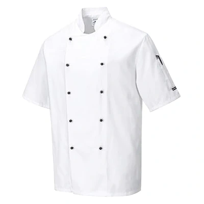 Afbeelding van Portwest C734 Heren Witte Koksjas Korte Mouw Wit, XXXL