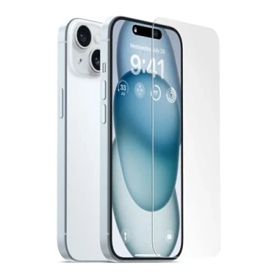Afbeelding van elago Getemperd Glas + Schermbeschermer Compatibel met iPhone 15, 9H Oppervlaktehardheid, Anti Vingerafdruk, Onbreekbaar, Krasbescherming, Kristalheldere Helderheid, Bubbelvrij