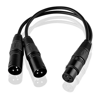 Afbeelding van SIENOC 30 cm microfoonconnectorkabel 3 pins XLR vrouwelijk naar dubbele 2 mannelijke connector Y splitterkabeladapter (XLR (F) (M)