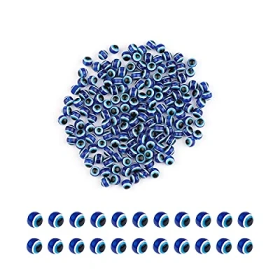 Afbeelding van SAVITA 200 Stuks Blauwe Boze Oog Kralen Oogbol Spacer Handgemaakte Hars Bedels voor DIY Armbanden Ketting Sieraden Maken (6mm)