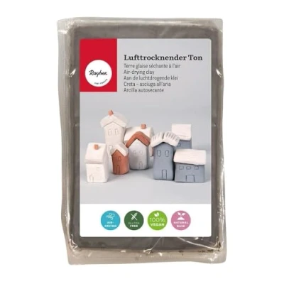 Afbeelding van Rayher Luchtdrogende klei, grijs, 1 kg, modelleermassa, luchthardend, zacht, soepel, zonder branden, 3450125