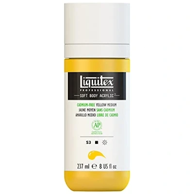 Afbeelding van Liquitex 1923890 Professional Acrylfarbe Soft Body Künstlerfarbe in cremiger deckender Konsistenz, hohe Pigmentierung, lichtecht &amp; alterungsbeständig, 237ml Flasche Kadmiumfrei Gelb Mittel