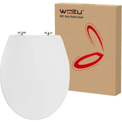 Afbeelding van WOLTU wc bril met softclosemechanisme, toiletdeksel, antibacteriële bril, Fast Fix toiletbril, deksel, wit