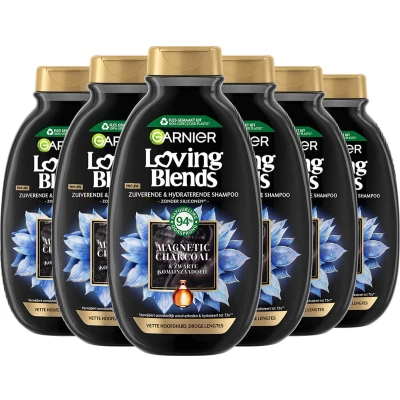 Afbeelding van 6x Garnier Loving Blends Magnetic Charcoal Shampoo 300 ml