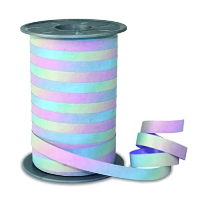 Afbeelding van PRÄSENT RAINBOW Ringellint, pastel, 200 m, cadeaulint om te verpakken en decoreren, 10 mm breed, decoratielint in regenboogkleuren, gemakkelijk krullen