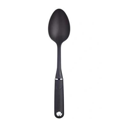 Afbeelding van Kitchen Craft MasterClass Soft Grip Nylon Kooklepel, Hittebestendig tot 204C, Duimgreep, Comfortabele Grip, Opslaglus, 34 x 7 5 Centimeter, Zwart, MCSGNWNSP