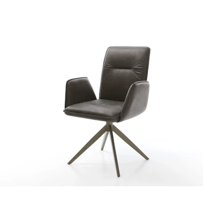Afbeelding van Draaistoel Vinja Flex kruisframe breed afwerking met titaniumeffect antraciet vintage 360 draaibaar