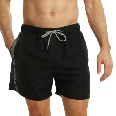 Afbeelding van Ript Essentials Mannen Verticale Streep Sneldrogende UV 50 Zonwering Perzik Finish Zwembroek Trunks, Zwart/Grijs, 2X Large