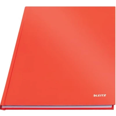 Afbeelding van Leitz Hard Covered notitieboek, vierkant, 90 g/m² Ivoorpapier, massief bereik, 46640001, 80 vellen geregeerd A4 Rood
