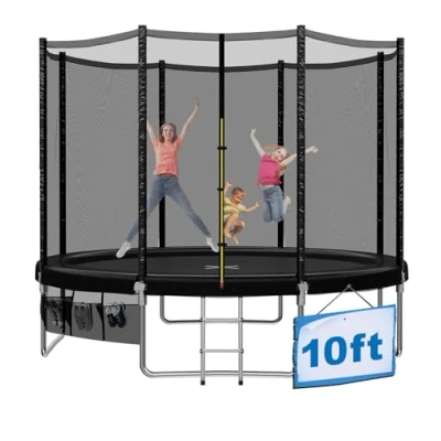 Afbeelding van Devoko Trampoline, Kindertrampoline Ø 183/228/305/366/427 cm Complete set met veiligheidsnet, ladder, afdekhoes, schoenennet Elastische tuinmat,150 kg (Zwart)